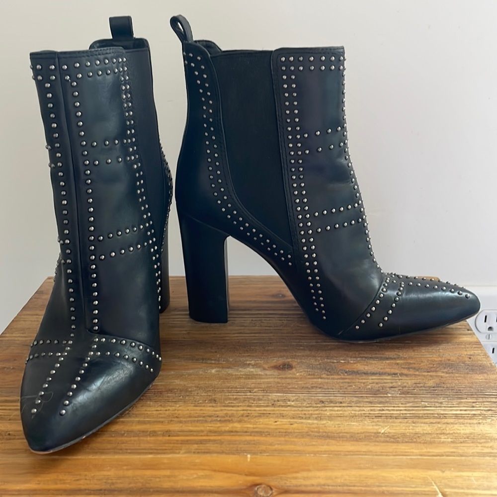 Vince Camuto Black Leather Studded Boot